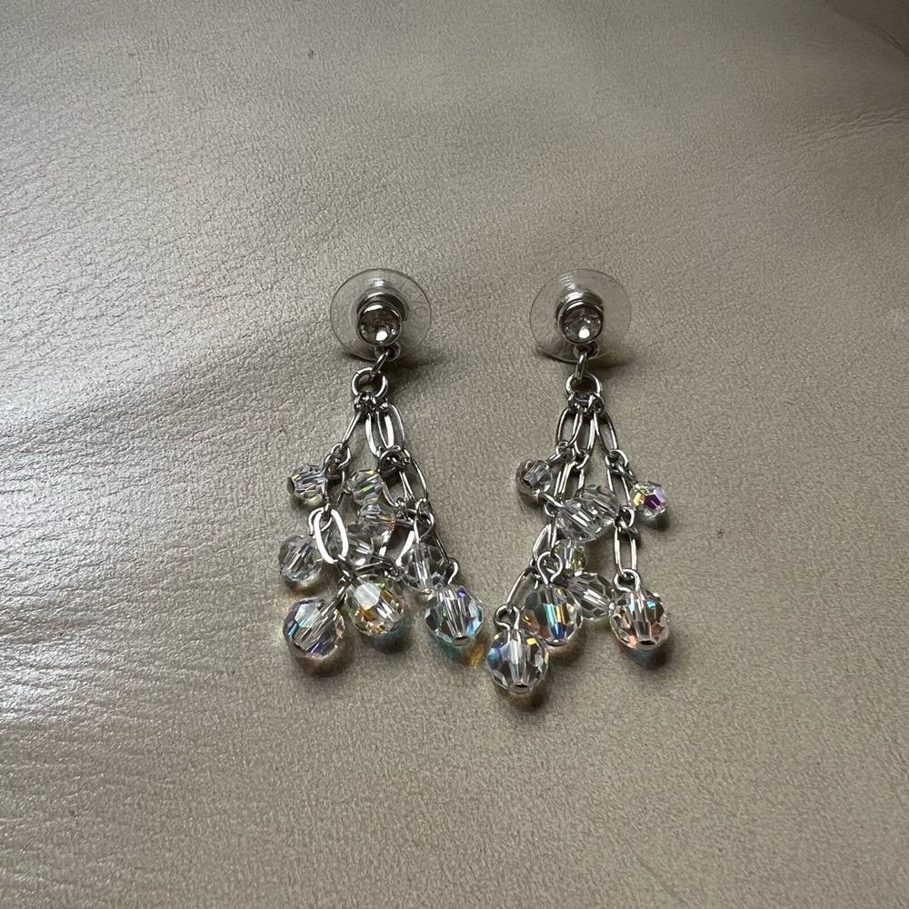 Swarovski Crystal and Silver Drop Earrings